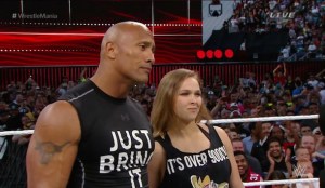 The Rock & Ronda Rousey @ WrestleMania 31 | Photo credit: WWE