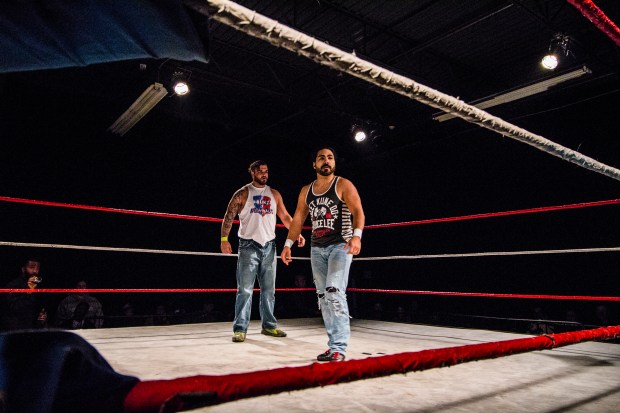 Mike Orlando & Joey Ace after the chaos; Tier 1 Wrestling | Credit: Andrew Kao